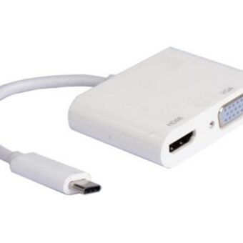 E-GREEN Adapter USB 3.1 tip C (M) - HDMI + VGA (F) beli