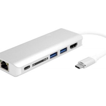 FAST ASIA Adapter-konvertor TIP C na HDMI+ 2xUSB 3.0+ SD+ TIP C+ RJ45