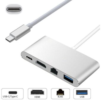 E-GREEN Adapter USB Tip C - HDMI + USB 3.0 + Tip C + RJ45 (F)