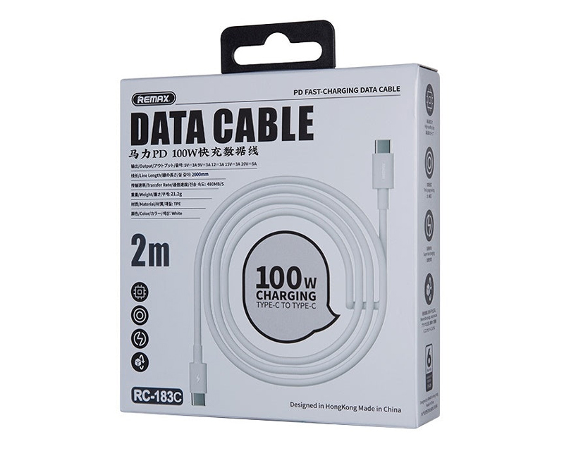 REMAX DATA kabl Marlik TIP C na TIP C RC-183c 100W, 2m beli - Slika 2