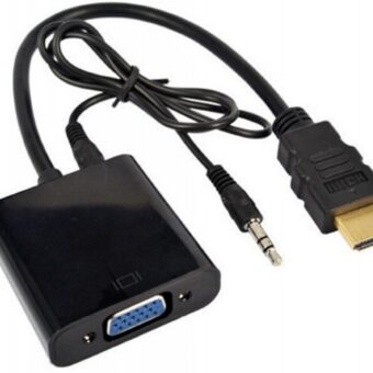 E-GREEN Adapter HDMI (M) - VGA D-sub (F) + Audio kabl 3.5mm (M/M) crni