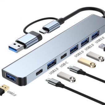 E-GREEN Adapter USB 3.0/USB 3.1 tip C (M) - USB 3.0 + 4 x USB 2.0 + 2 x tip C (7 u 2)