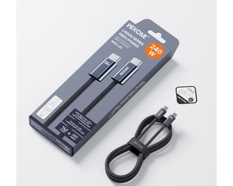 WEKOME WDC-23 Kabl 3.1 USB tip C M/M 1m za Super brzo punjenje 240W/480Mbps, crni - Slika 2