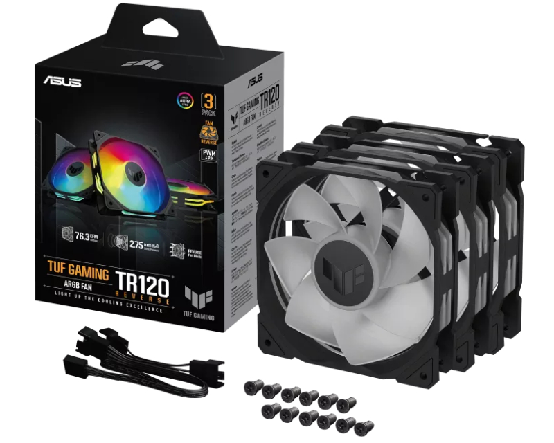 ASUS TUF GAMING TR120 ARGB REVERSE BLACK 3IN1 ventilator - Slika 7