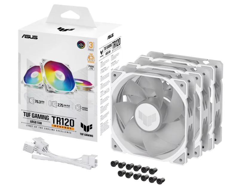 ASUS TUF GAMING TR120 ARGB REVERSE WHITE 3IN1 ventilator - Slika 6