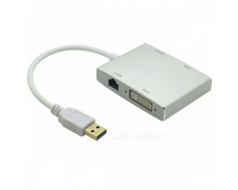 FAST ASIA Adapter-konvertor USB 3.0 na HDMI + VGA+DVI + RJ45 - Slika 5