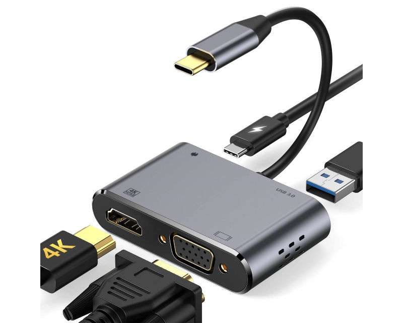 E-GREEN Adapter USB 3.1 Tip C (M) - HDMI+VGA+ 3.0 USB + tip C - Slika 3