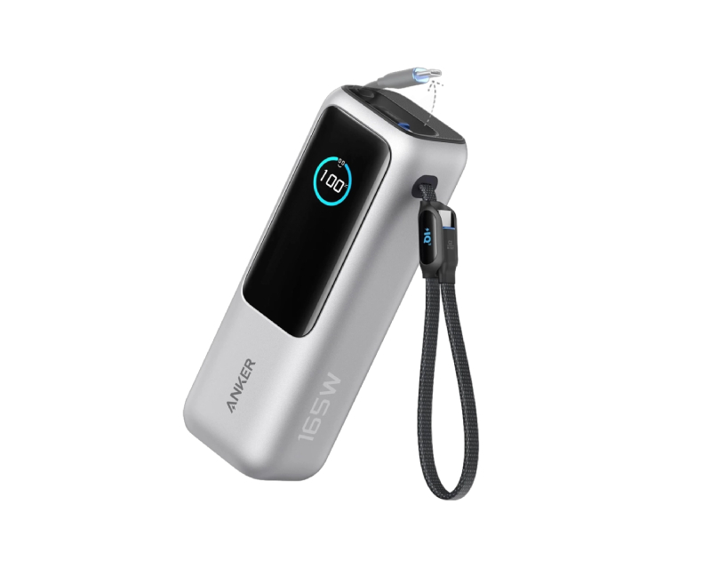 ANKER 25000mAh, 165W, sa ugrađenim USB-C kablom na izvlačenje, Power Bank srebrni - Slika 3