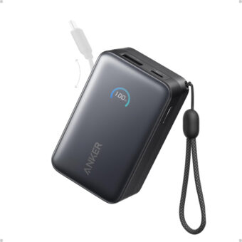 ANKER Nano 10000mAh, 45W, sa ugrađenim USB-C kablom na izvlačenje, Power Bank crni