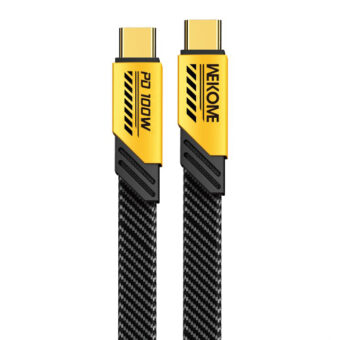 WEKOME WDC-192 Kabl 3.1 USB tip C M/M 1m, za Superbrzo punjenje 100W/480Mbps, flat-crno-žuti