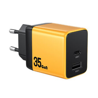 WEKOME WP-U36 Superbrzi Strujni GaN punjač, 2-porta USB (3.0 i 3.1 tip C) 35W, žuti