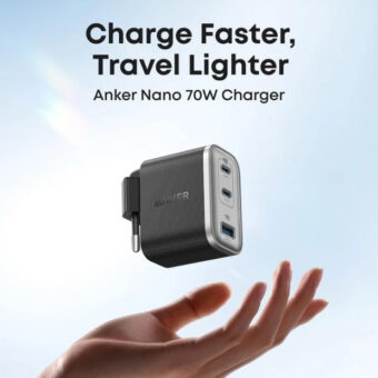 ANKER Prime 70W GaN zidni brzi punjač, 3-porta (2x USB-C i 1x USB-A) crni