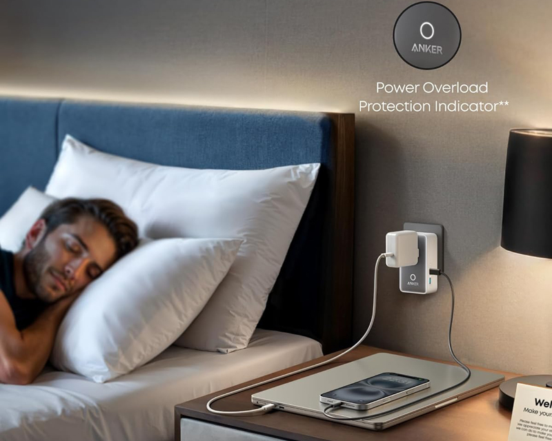 ANKER Nano 20W putni zidni punjač 5-portova (2x USB-A, 2x USB-C, utičnica EU na US, UK, AU i EU), beli - Slika 2