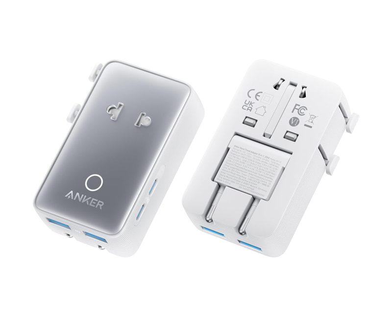 ANKER Nano 20W putni zidni punjač 5-portova (2x USB-A, 2x USB-C, utičnica EU na US, UK, AU i EU), beli - Slika 3