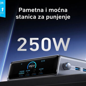 ANKER Prime 250W GaN stoni brzi punjač, 6-portova (4x USB-C, 2x USB-A) srebrni