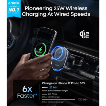 ANKER Prime 25W MagGo bežični + auto punjač sa USB-C M/M kablom, crni