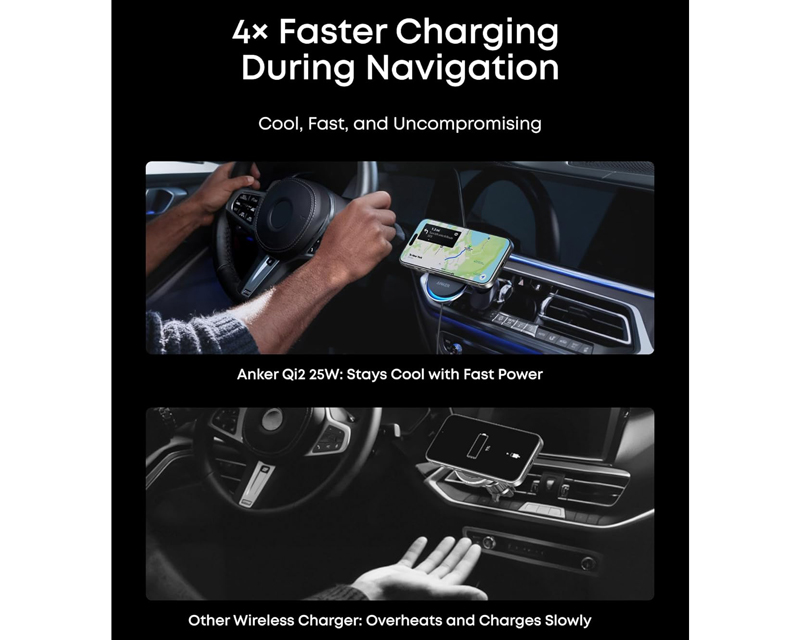 ANKER Prime 25W MagGo bežični + auto punjač sa USB-C M/M kablom, crni - Slika 3