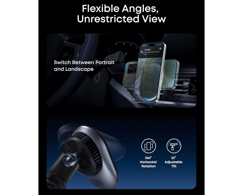 ANKER Prime 25W MagGo bežični + auto punjač sa USB-C M/M kablom, crni - Slika 2
