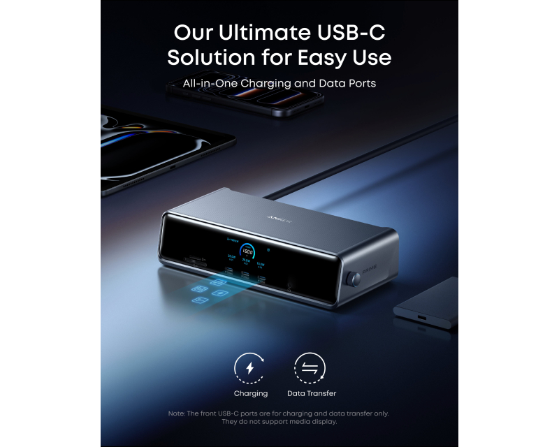 ANKER Prime Docking Stanica 140W, 14u1, Display Link, siva - Slika 2