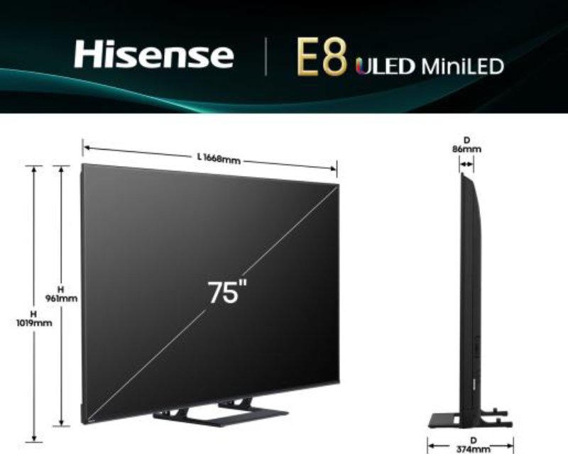 HISENSE 75 inča 75E8Q Mini-LED 4K UHD Smart TV - Slika 3