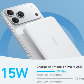 ANKER MagGo 10000mAh, 15W, magnetno bežični power bank, beli