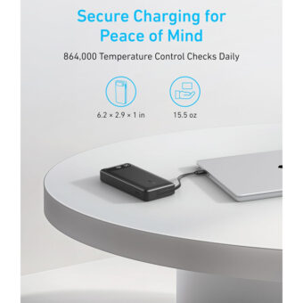ANKER 20000mAh, 87W, sa ugrađenim USB-C kablom na izvlačenje, Power Bank crni