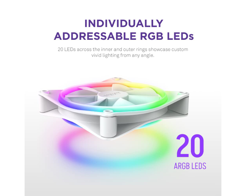 NZXT F140RGB Core 140mm ventilator beli (RF-D14SF-W1) - Slika 3