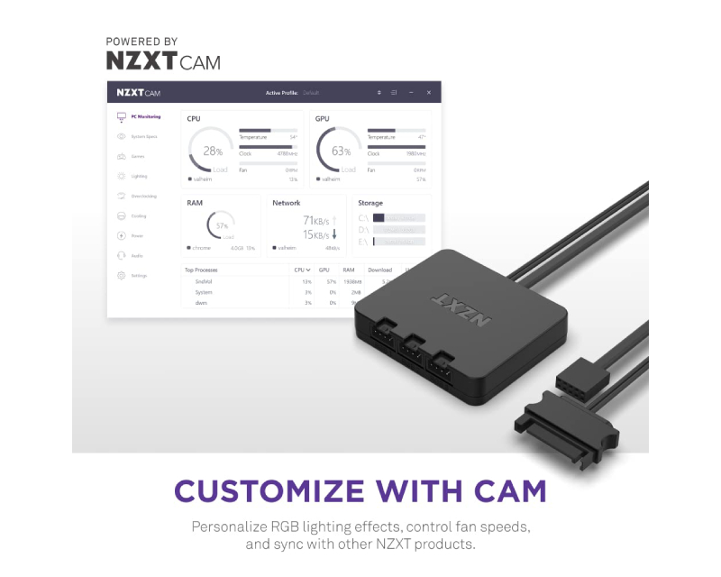 NZXT F140RGB Core 140mm ventilator crni (RF-D14SF-B1) - Slika 3