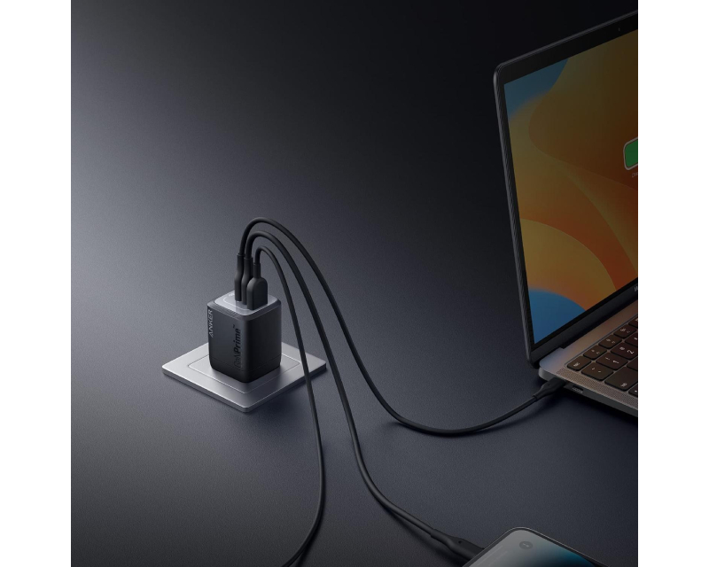 ANKER Prime 67W GaN zidni brzi punjač, 3-porta (2x USB-C i 1x USB-A) crni - Slika 3