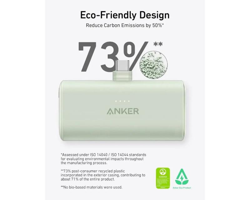 ANKER Nano 5000mAh, 22.5W, sa ugrađenim USB-C konektorom, Power Bank crni - Slika 2