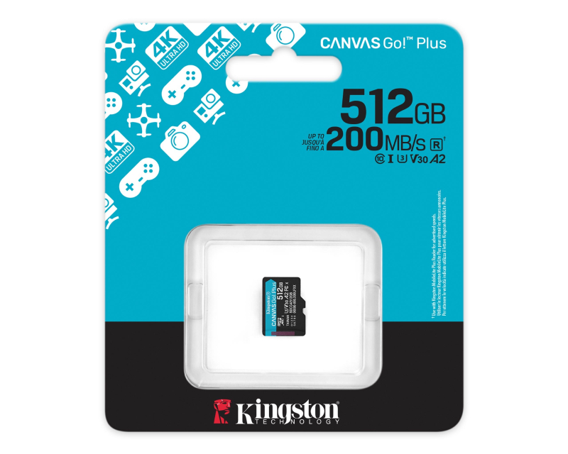 KINGSTON Memorijska kartica U3 V30 microSDXC 512GB Canvas Go Plus 200MB/s A2 SDCG4/512GBSP - Slika 3